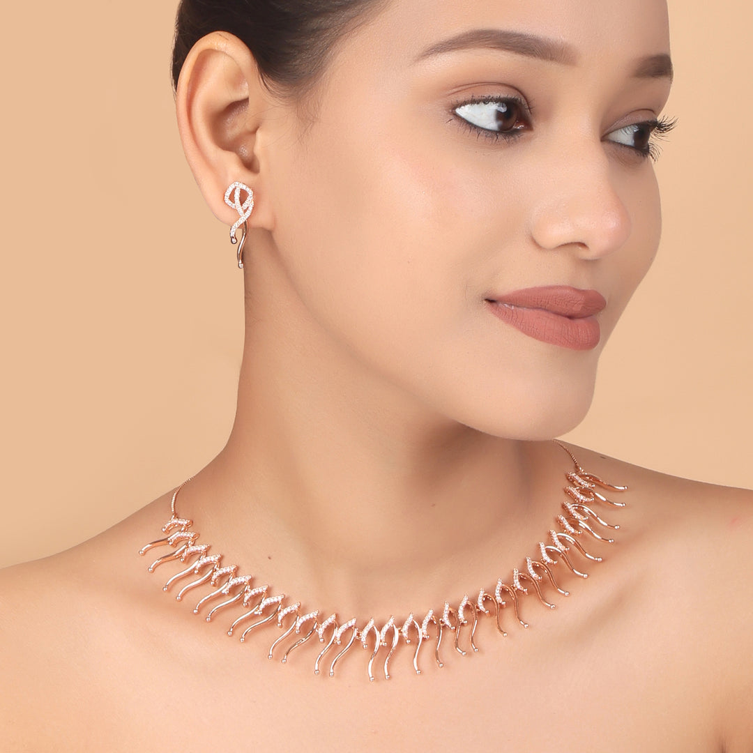 Celeste Wave CZ Necklace & Earrings Set