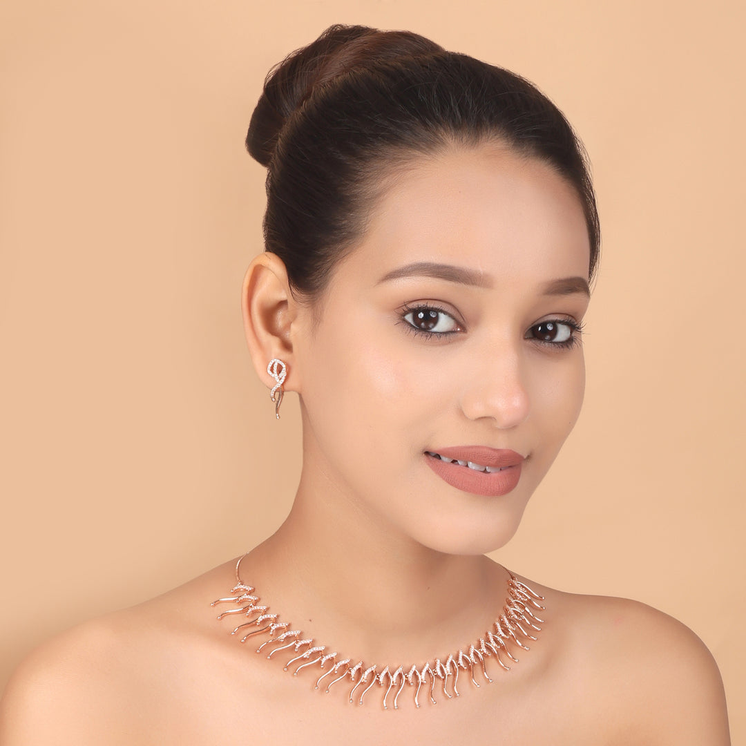 Celeste Wave CZ Necklace & Earrings Set