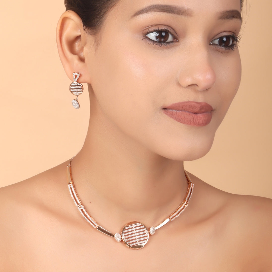 Linear Luxe CZ Necklace & Earrings Set