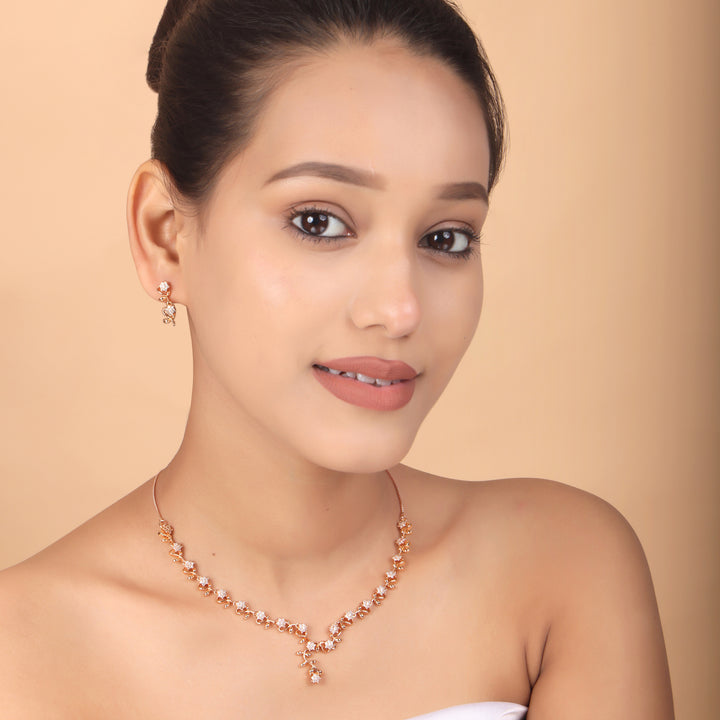 Blossom Vine CZ Necklace & Earrings Set