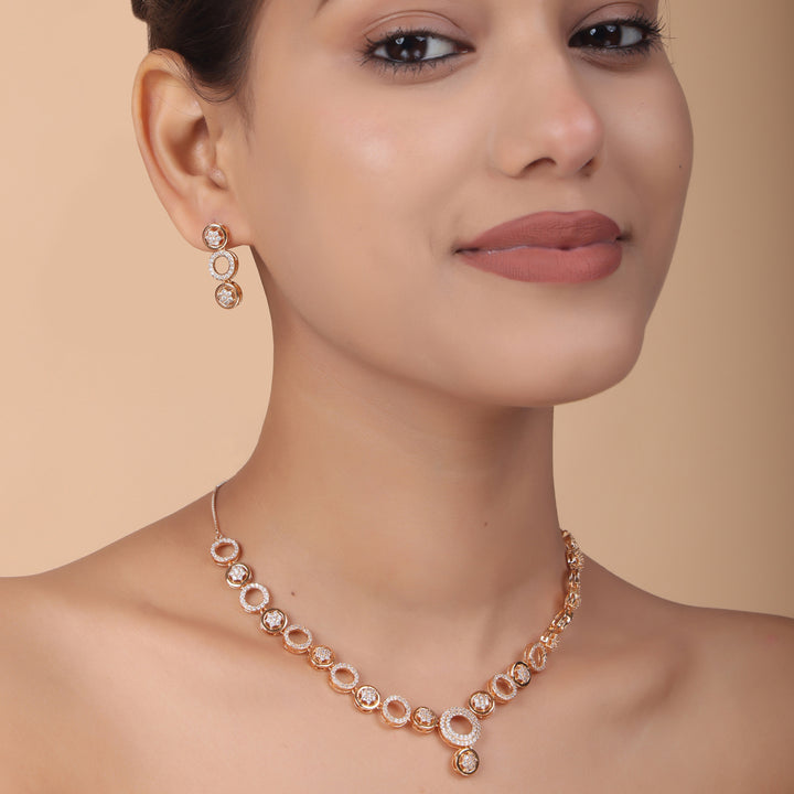Eternal Glow CZ Rose Gold Necklace Set