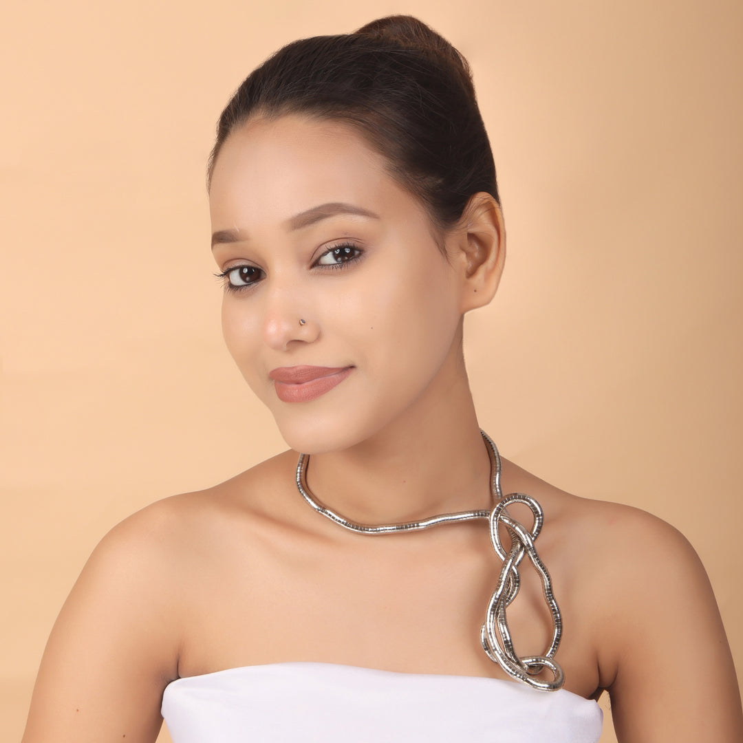 Verve Flexible Silver Coil Necklace–Bracelet