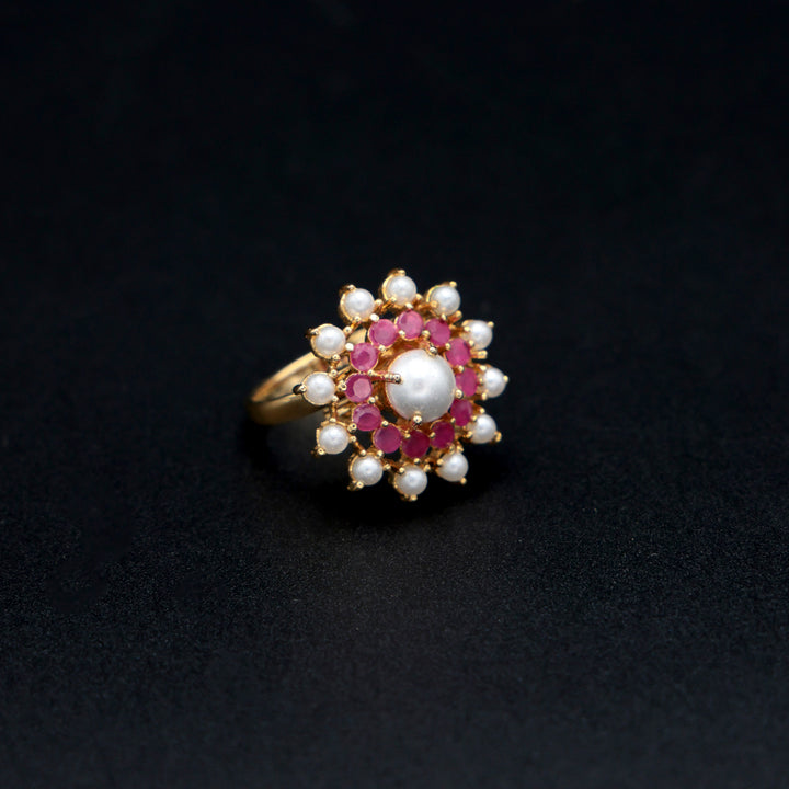 Royal Pink Stone Floral Ring