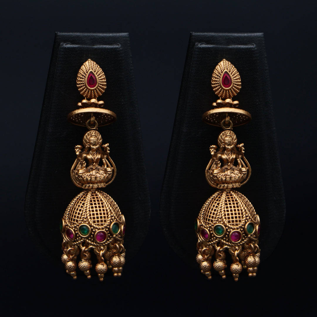 Traditional Temple Lakshmi Jhumka Earrings
