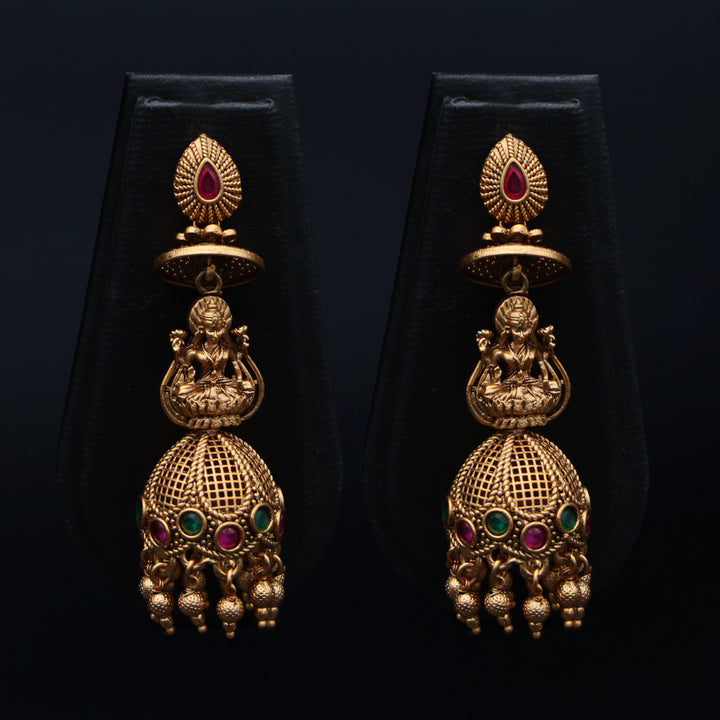Traditional Temple Lakshmi Jhumka Earrings