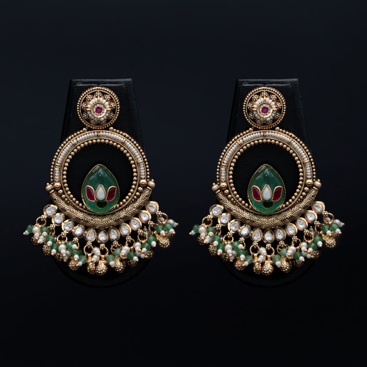 Lotus Charm Kundan Chandbali