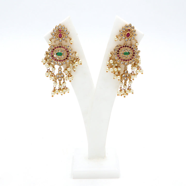 Traditional Pearl Drop Temple Necklace Set
