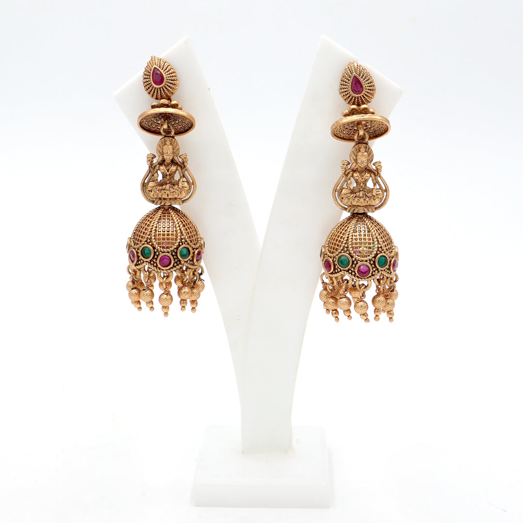 Traditional Temple Lakshmi Jhumka Earrings