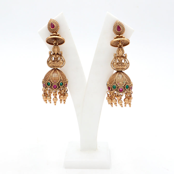 Traditional Temple Lakshmi Jhumka Earrings