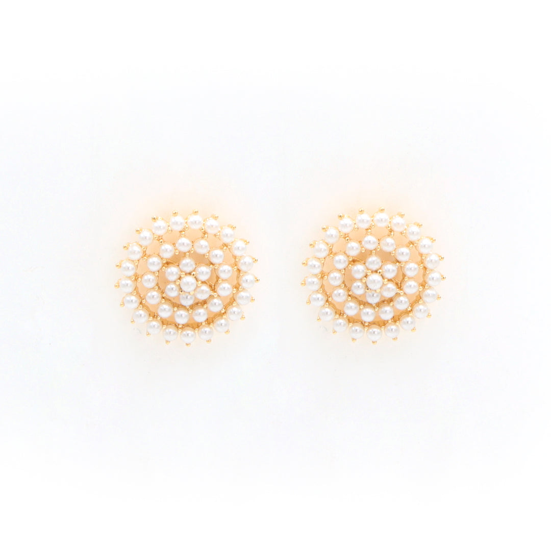 Classic Round Spiral Pearl Pendant Necklace Set