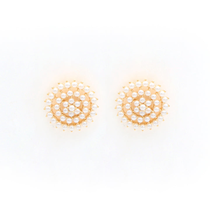 Classic Round Spiral Pearl Pendant Necklace Set