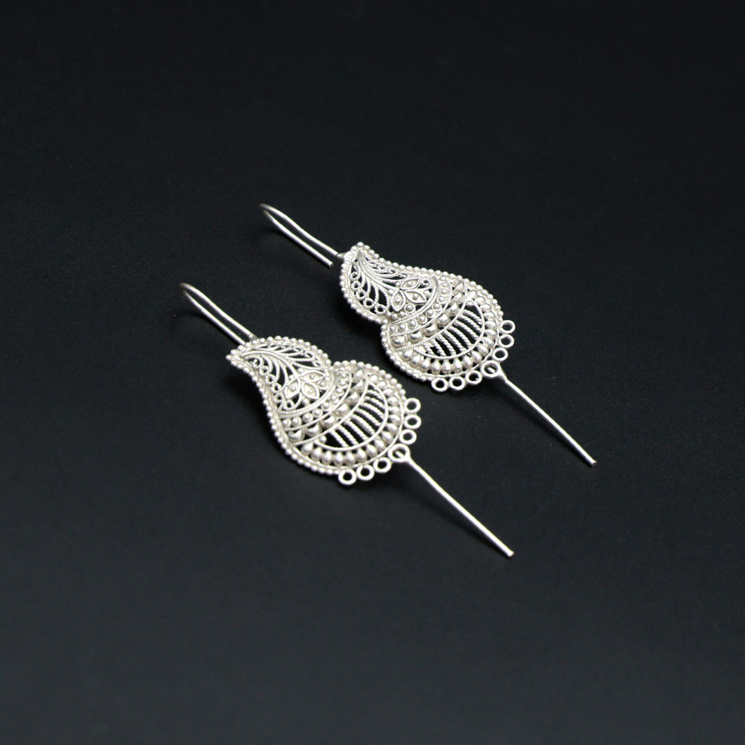 Silver Filigree Drop Earrings