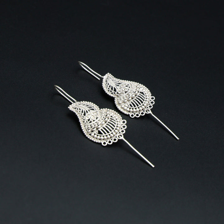 Silver Filigree Drop Earrings