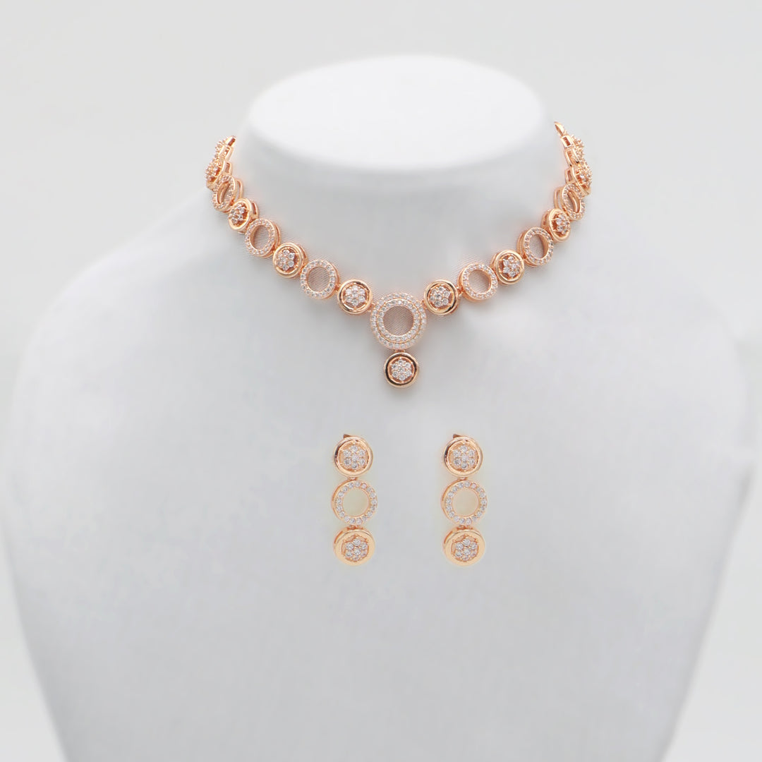 Eternal Glow CZ Rose Gold Necklace Set
