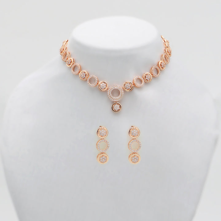 Eternal Glow CZ Rose Gold Necklace Set