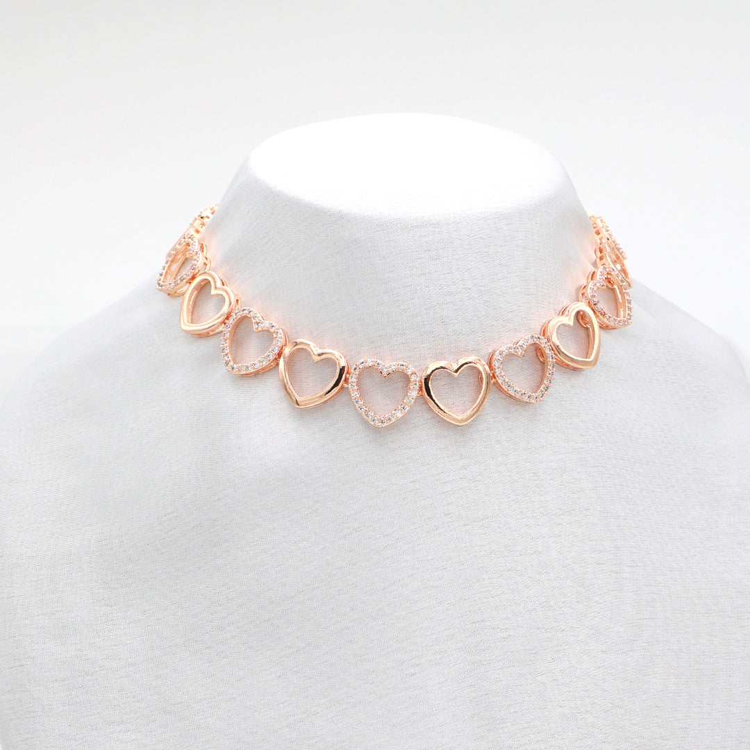 Amora Heart CZ Necklace & Earrings Set