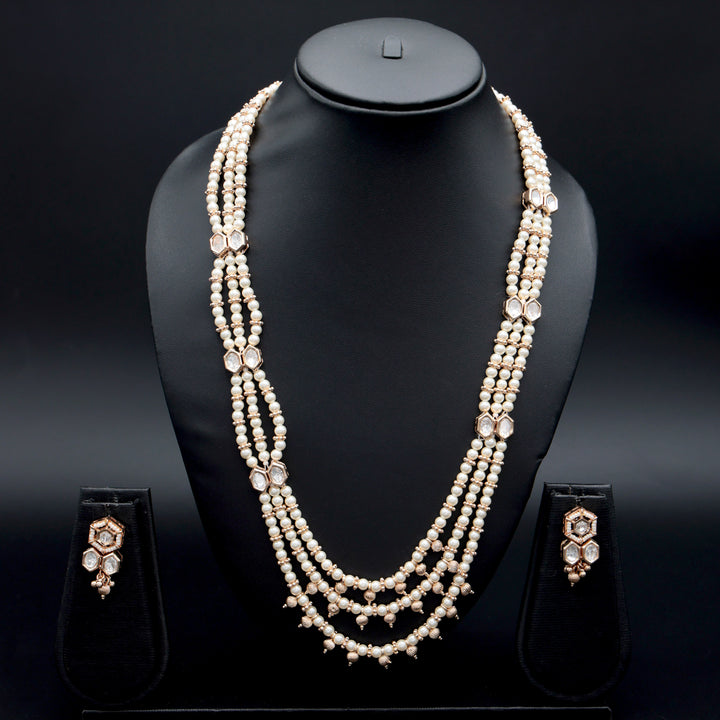 Triple-Layer Pearl & Kundan Bridal Necklace Set