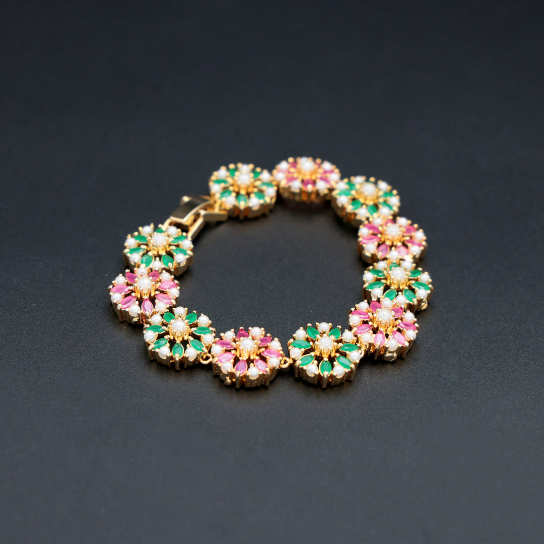 Multicolor Kundan Floral Bracelet