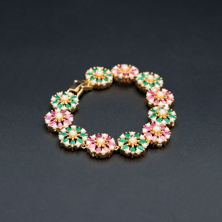 Multicolor Kundan Floral Bracelet