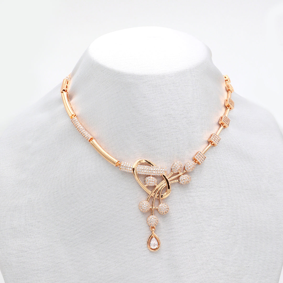 Radiant Curve CZ Necklace & Earrings Set