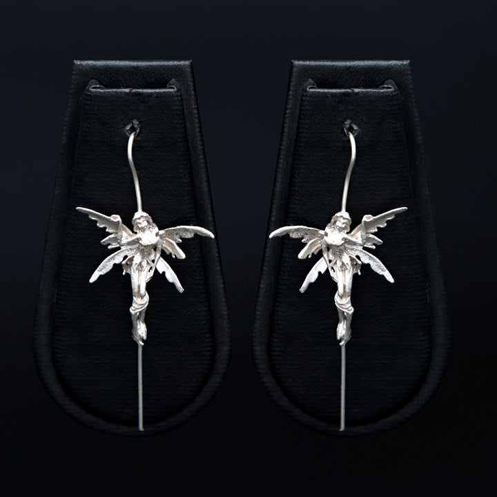 Textured Silver Fairy Drop Earrings