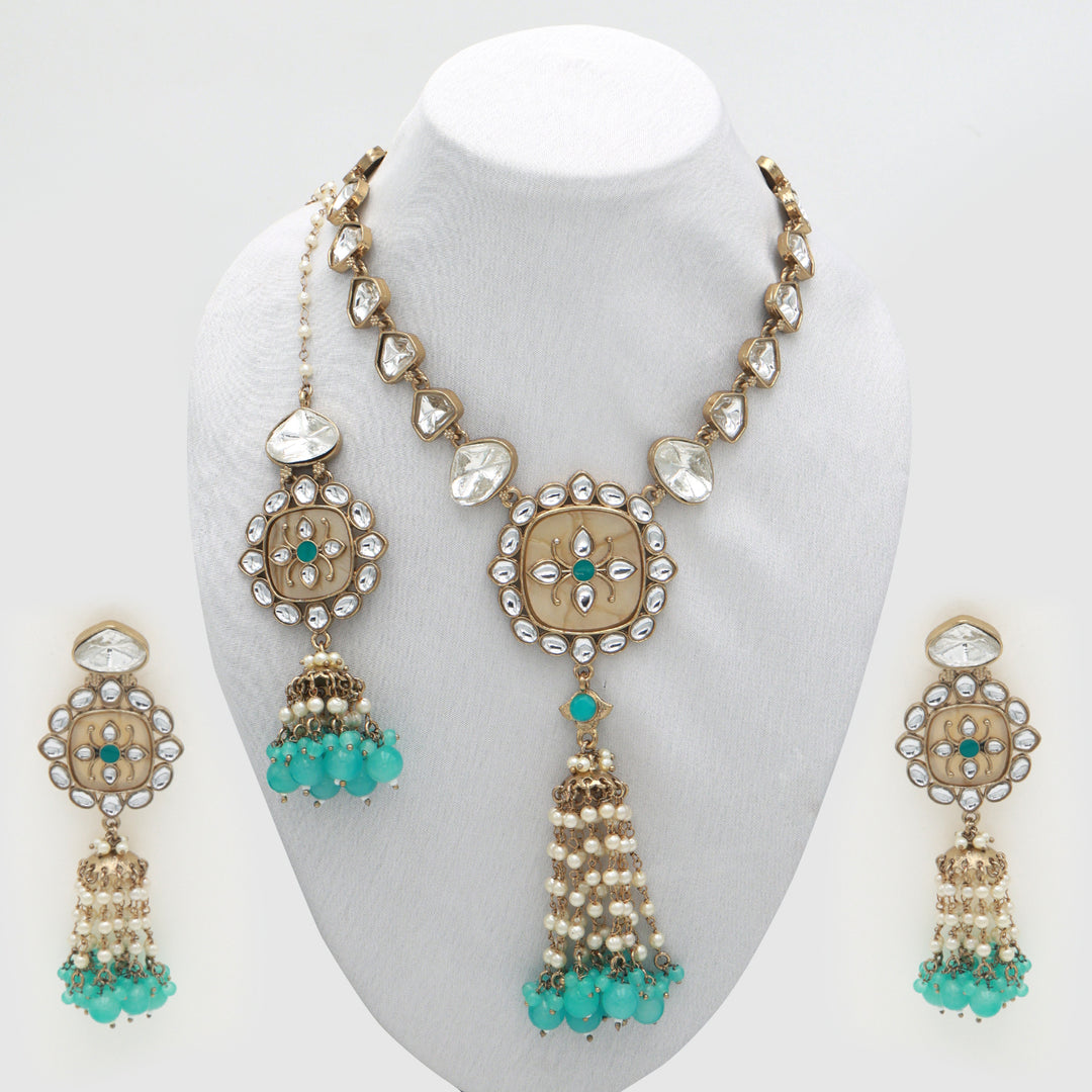 Turquoise Grace Kundan Necklace Set – Heritage Elegance by OLIARI