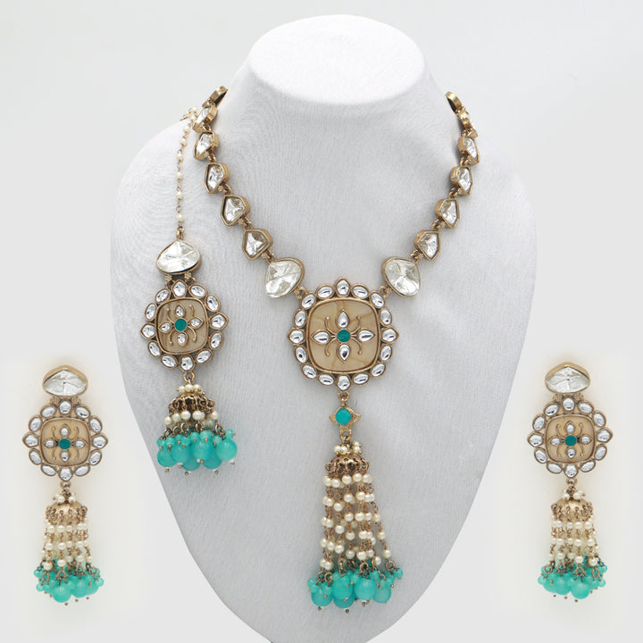 Turquoise Grace Kundan Necklace Set – Heritage Elegance by OLIARI
