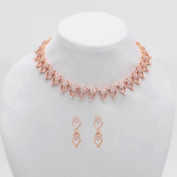 Eternal Hearts CZ Rose Gold Necklace Set