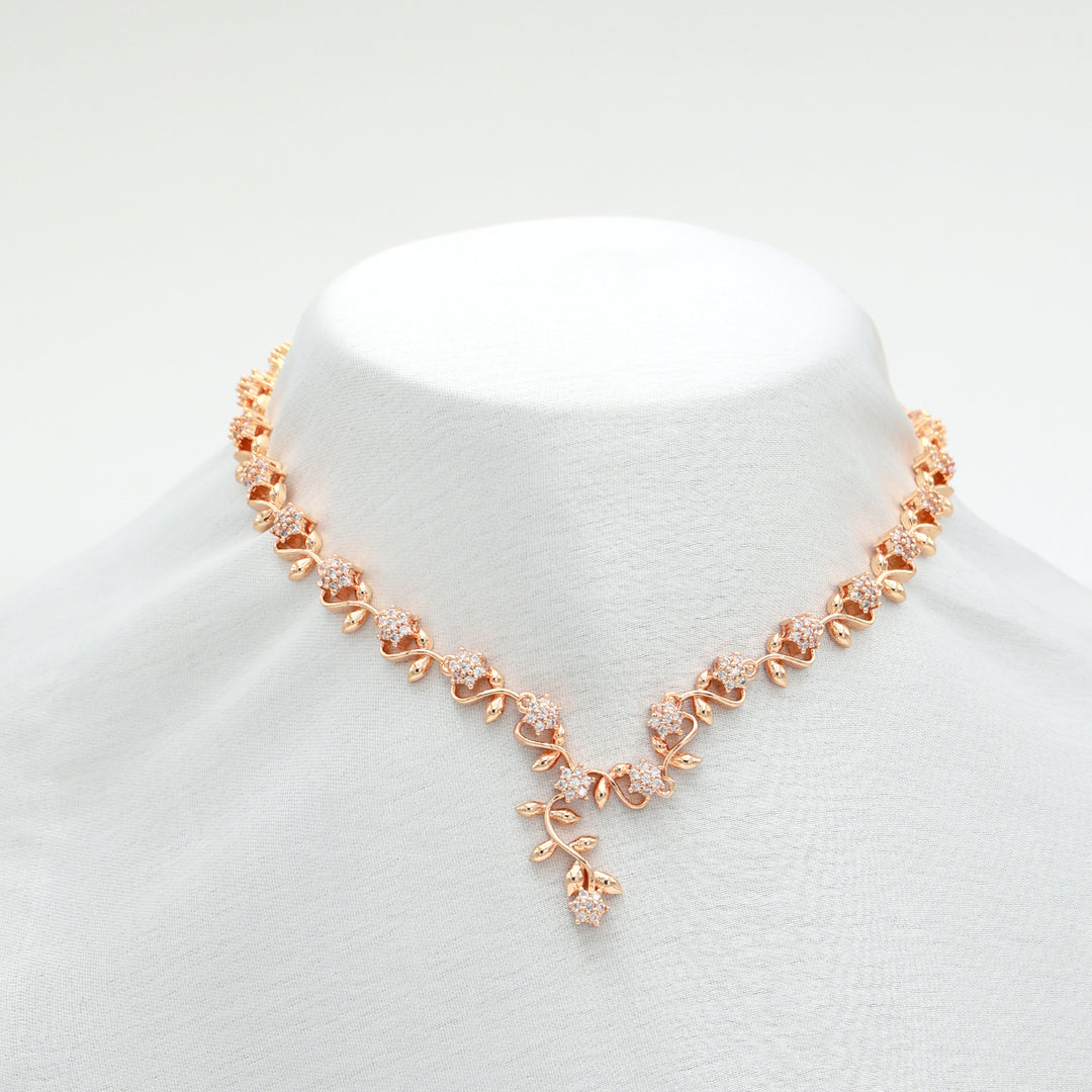 Blossom Vine CZ Necklace & Earrings Set
