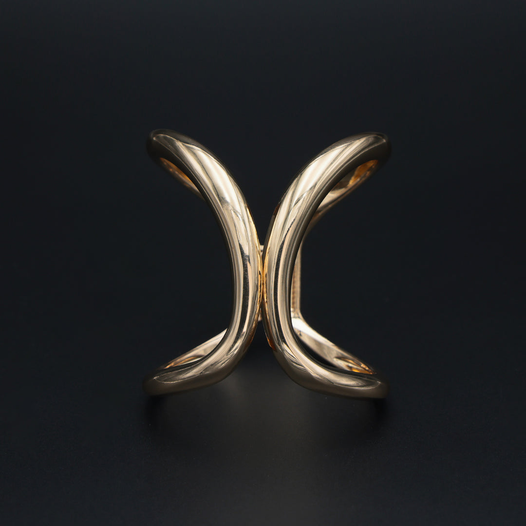 Sculpted Abstract Gold Cuff Bracelet