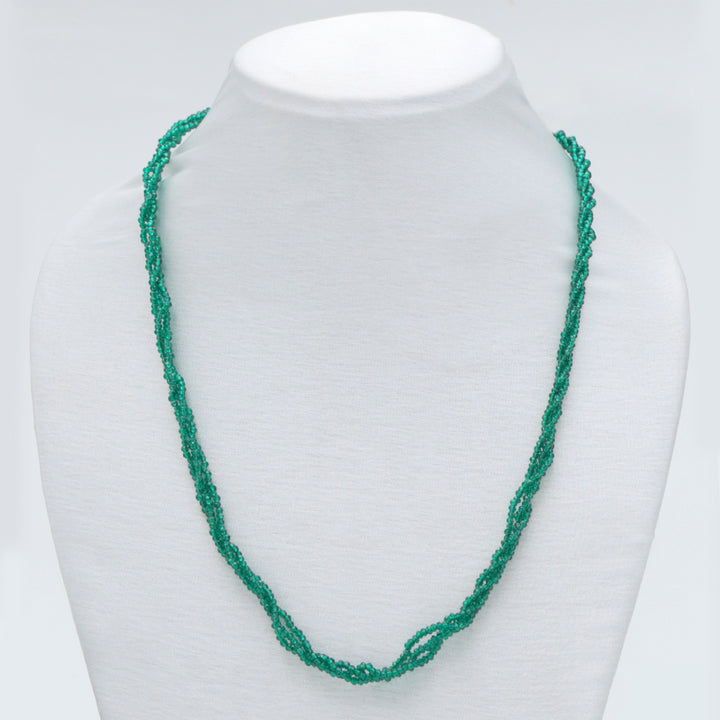 Emerald Green Twisted Bead Minimal Necklace