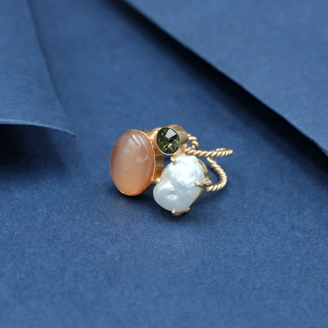 Dual Stone Contemporary Adjustable Ring