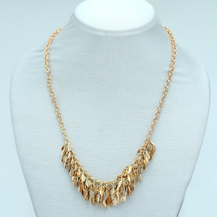 Golden Fringe Cluster Statement Necklace