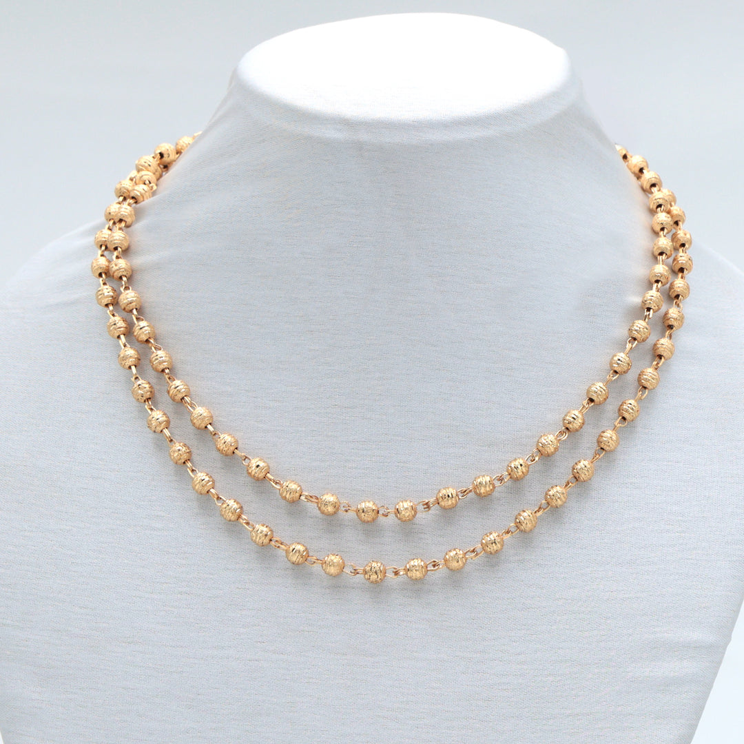 Dual-Layer Gold Beaded Traditional Necklace