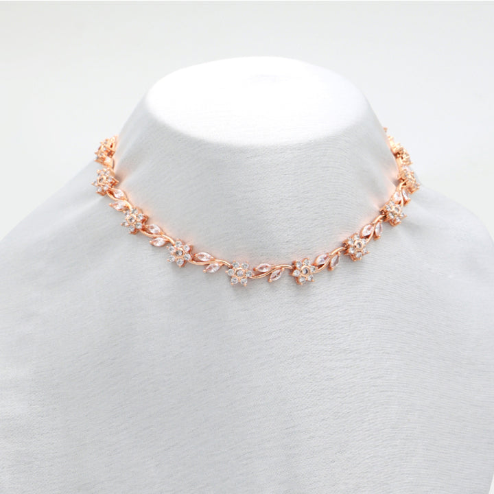 Blossom Grace CZ Necklace & Earrings Set