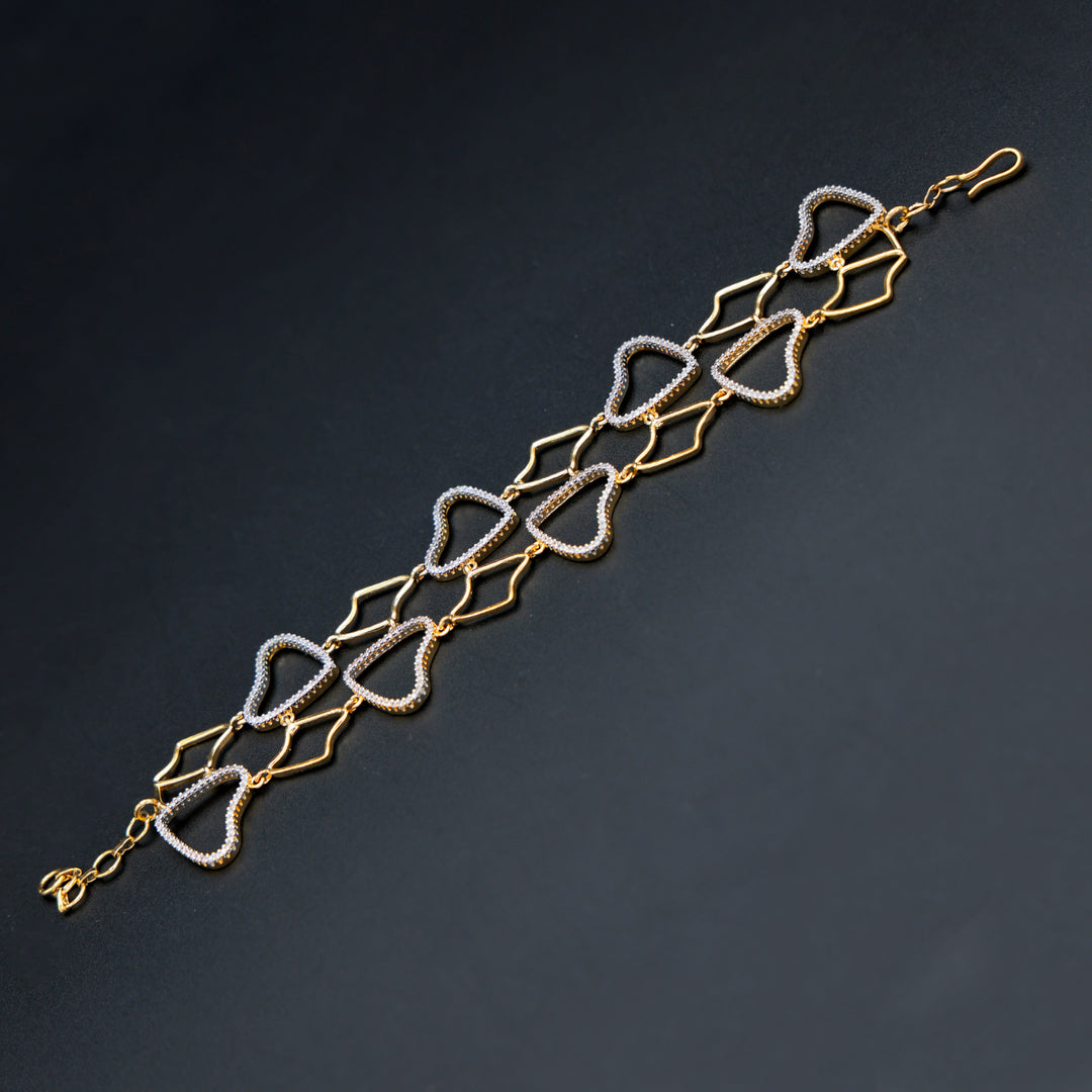 Dual-Tone Heart-Link Bracelet
