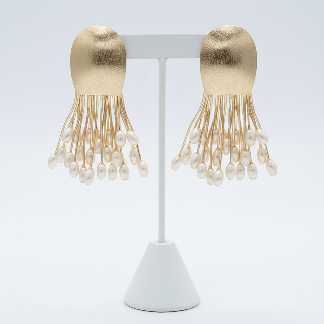 Modern Pearl Tassel Drop Earrings