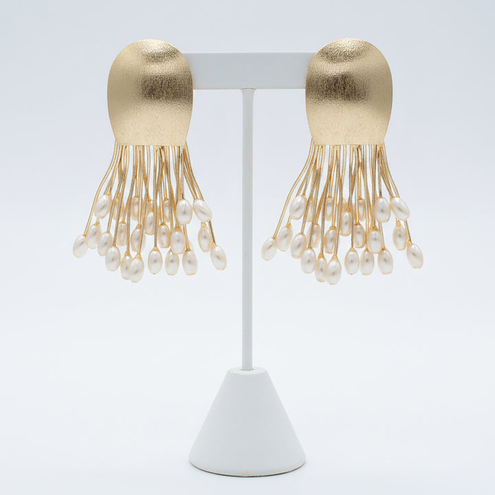 Modern Pearl Tassel Drop Earrings