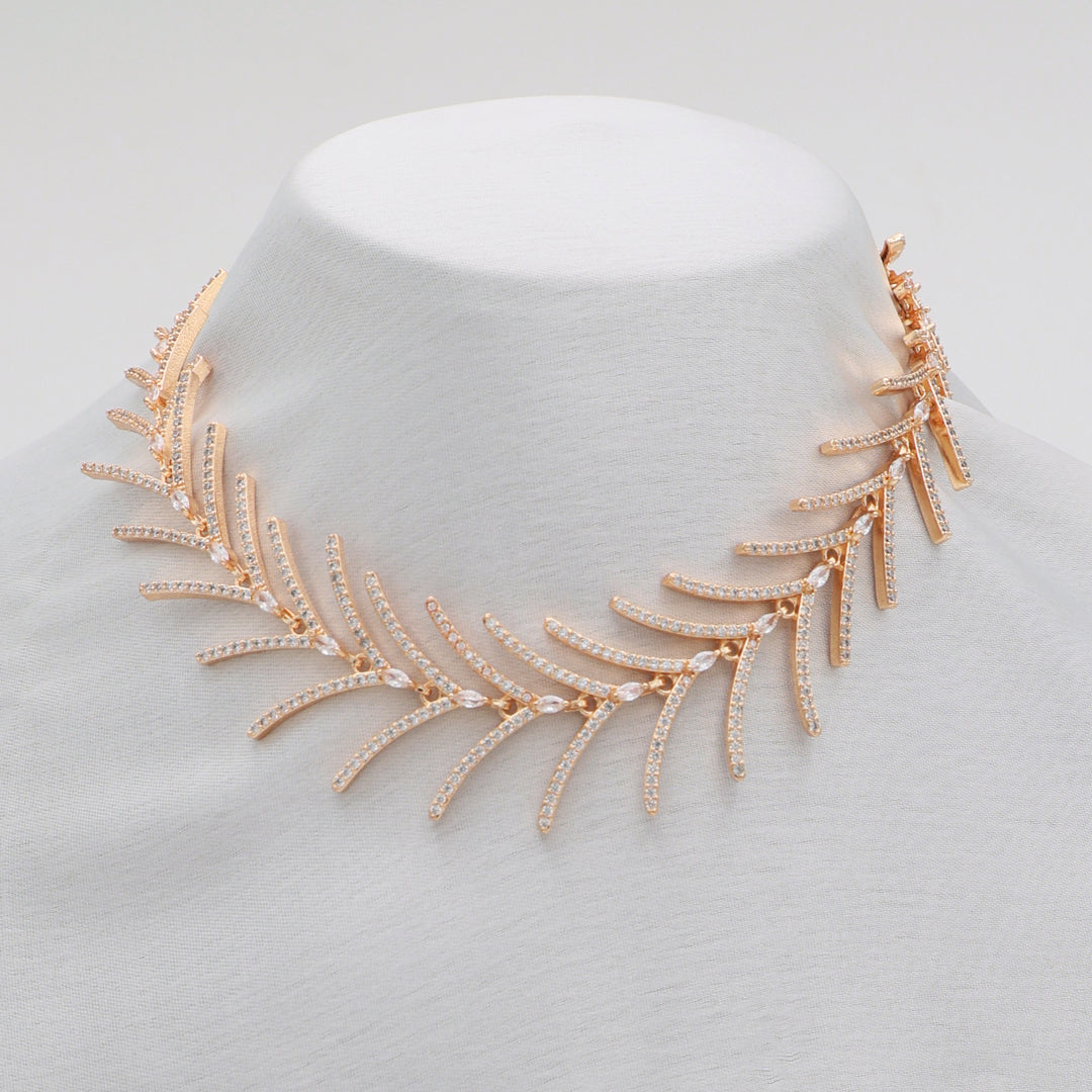 Fern Radiance CZ Necklace & Earrings Set