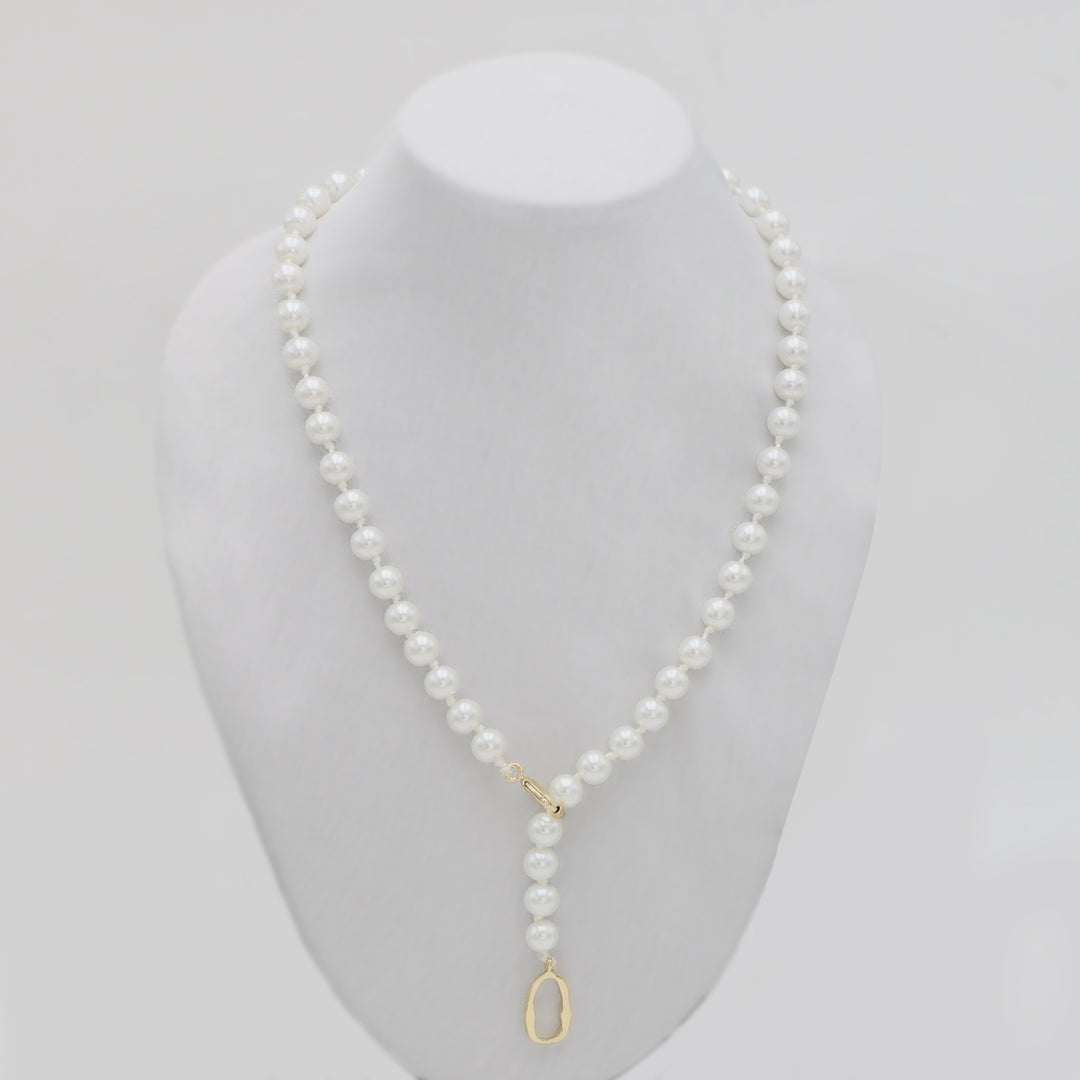 Luxe Pearl Link Drop Necklace – Modern Western Elegance by OLIARI