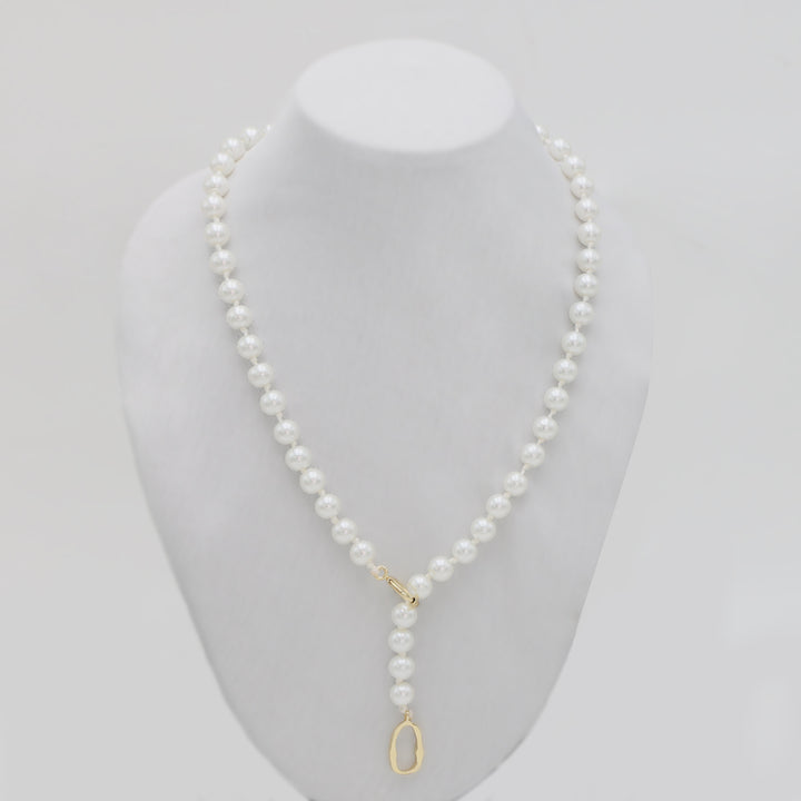 Luxe Pearl Link Drop Necklace – Modern Western Elegance by OLIARI