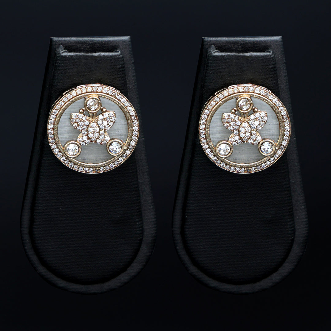 Enamel Floral Stud Earrings - White