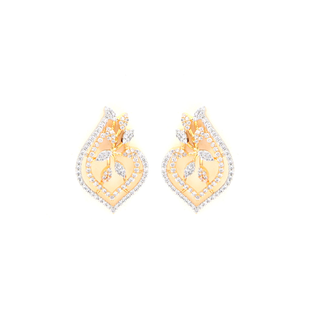 Elegant Leaf-Cut CZ Pendant Set (Gold Finish)