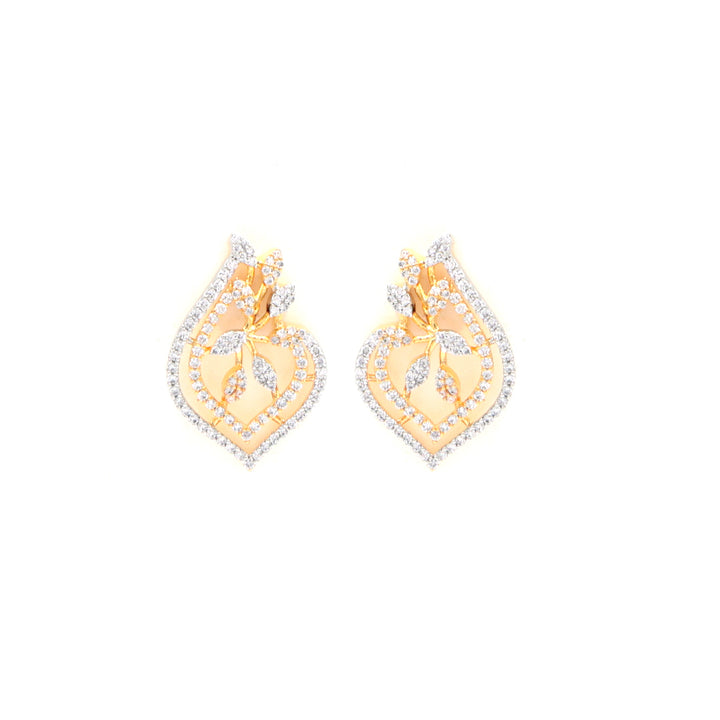 Elegant Leaf-Cut CZ Pendant Set (Gold Finish)