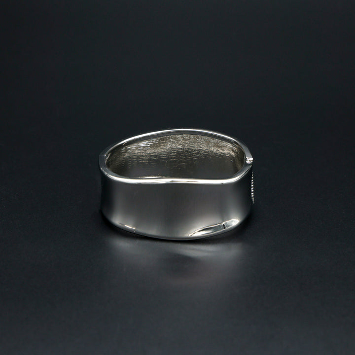 Metallic Silver Sculpted Cuff Bracelet - Silver