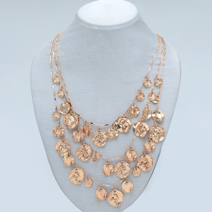 Gold Textured Multi-Layer Statement Necklace