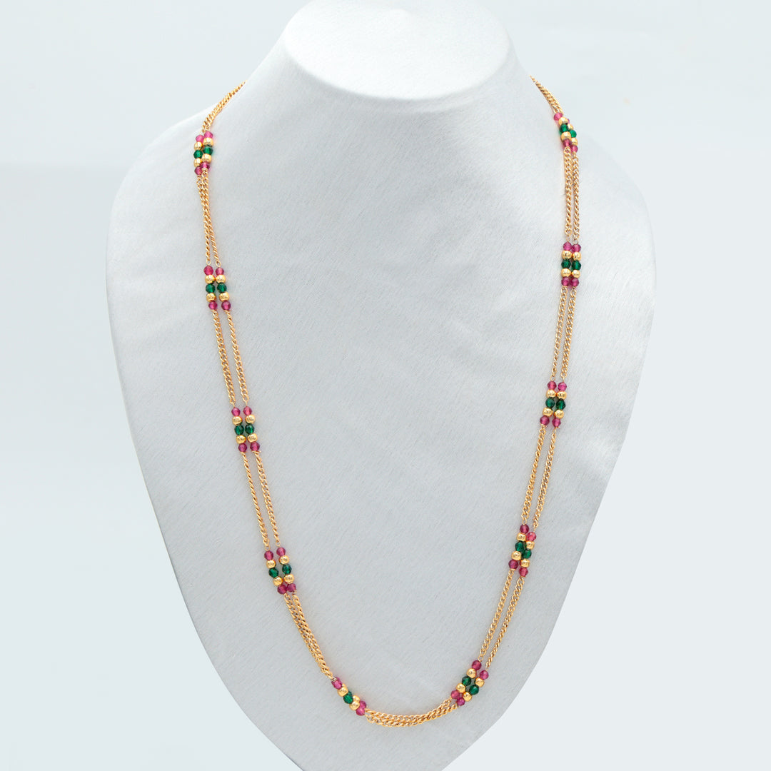 Dual-Layer Rani Green Beaded Chain