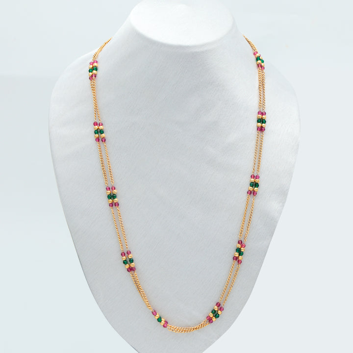 Dual-Layer Rani Green Beaded Chain