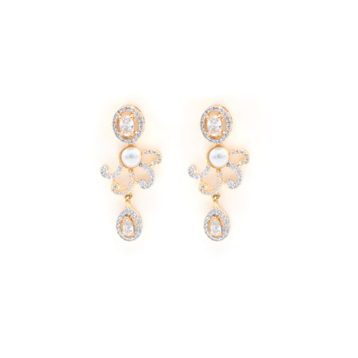 Elegant Pearl & CZ Designer Necklace Set