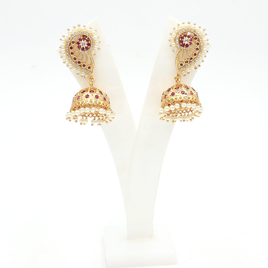 Royal Pearl Paisley Jhumka Earrings